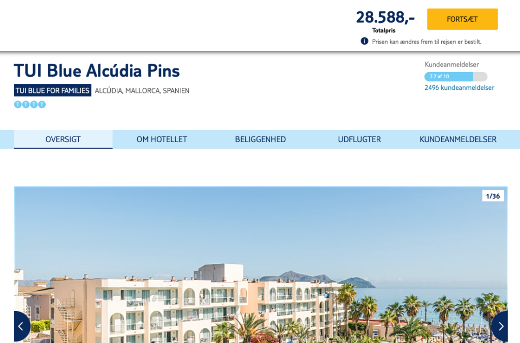 Hvad koster rejsen til Mallorca - TUI Blue Alcudia Pins